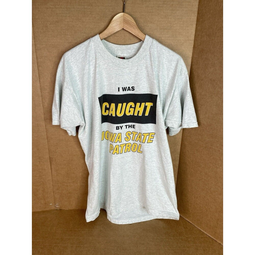 Vintage Iowa Highway Patrol Graphic T Shirt, XL, Fruit Of The Look, Grey